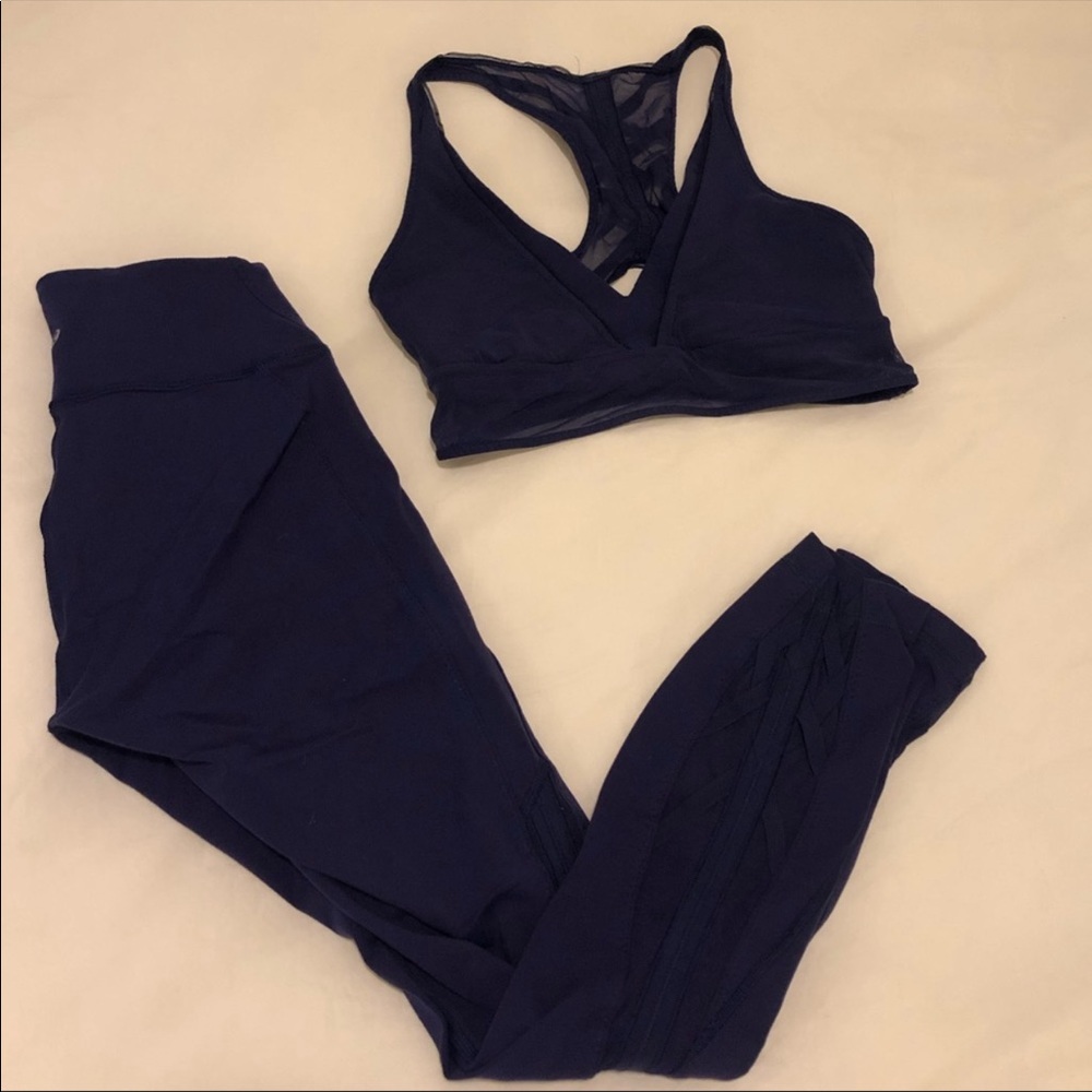Lululemon purple sports bra and 7/8th leggings